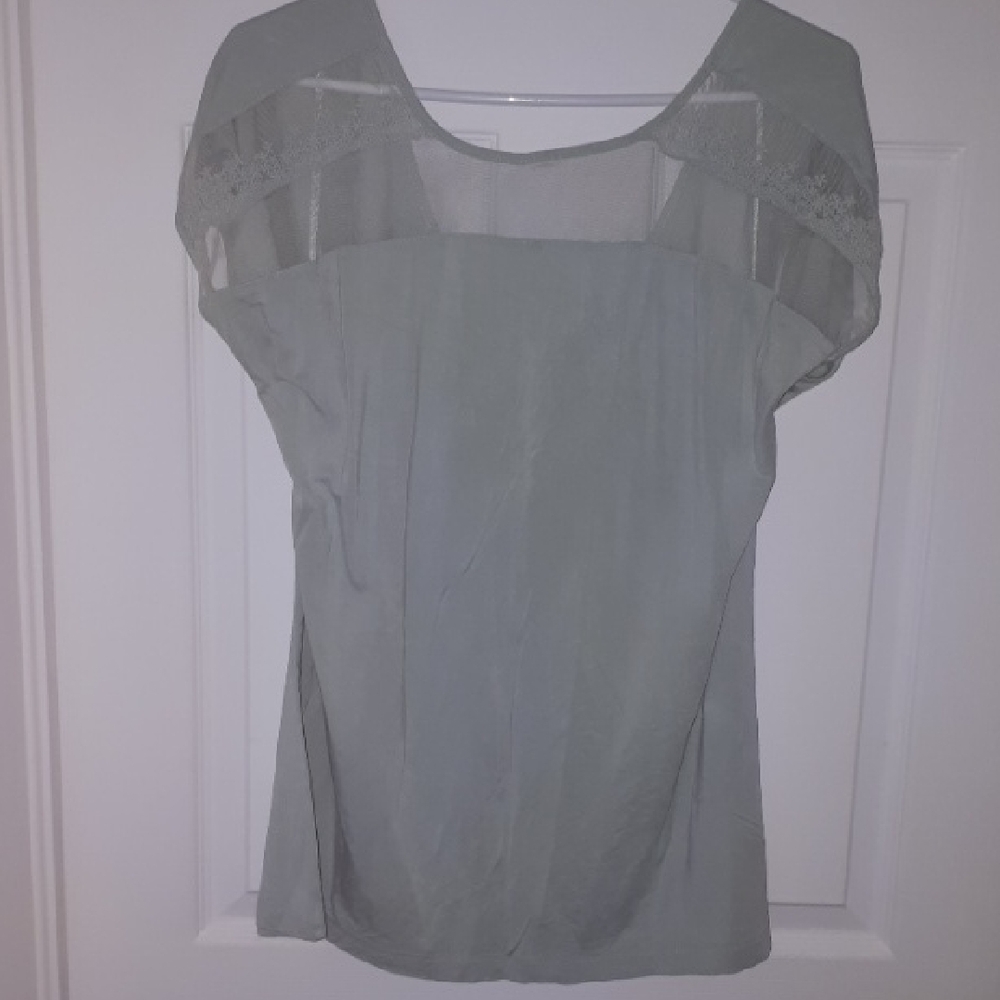 Addition Elle Green Asymmetrical Blouse with Scoop Neckline